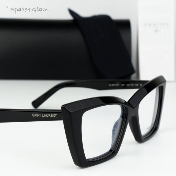 BRAND NEW Saint Laurent Women Eyeglasses Black Demo Cat Eye SL657 OPT 001 - Picture 4 of 9
